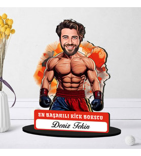 Kişiye Özel Erkek Kick Bokscuya Hediye Karikatürlü Biblo