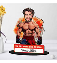 Kişiye Özel Erkek Kick Bokscuya Hediye Karikatürlü Biblo