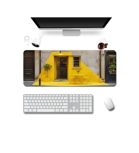 SonicTouch Klavye Mousepad 40x90cm Dikişsiz Pürüzsüz Sıvı Geçirmez Kaymaz Taban Sarı Durak