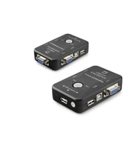 Vga Usb Kvm Switch 2 In 1 Out + 2 Port Usb Console + 2 Port Usb Pc (Klavye/Mouse + Yazıcı) - Siyah HDX1360