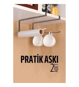 TransForMacion Mutfak Dolap Kağıt Havlu Askı Organizer Fincan Askısı GRİ 714512