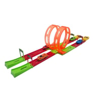 Farbu Oyuncak 4 Arabalı Çift Fırlatıcılı 70 cm İkili Drag Yarış Pisti Oyun Seti