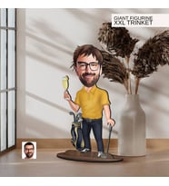 BK Gift Kişiye Özel Golf Oyuncusu Karikatürlü Büyük Boy Ahşap Biblo-4 Arkadaşa Hediye , Sevgiliye Hediye, Kişiye Özel Biblolar