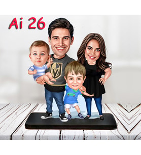 Kişiye Özel Ahşap Biblo - Aile Karikatür Biblo - 4 Kişilik Aile Biblo 9