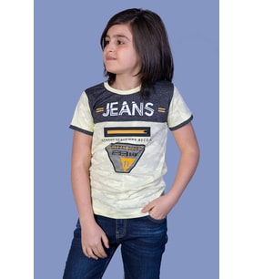 Toontoy Erkek Çocuk Jeans Baskı Tişört (Sarı)