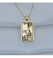 24 Ayar Has Altın Kaplama  Four of Cups Tarot Gümüş Kolye