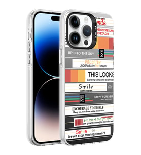 Apple iPhone 14 Pro Kılıf Desenli Zore Silver Sert Kılıf Mottolar