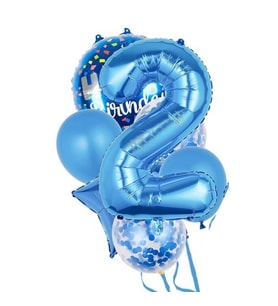 Mavi 2 Yaş Happy Birthday Konfetili Balon Set