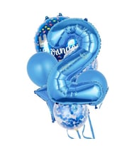 Mavi 2 Yaş Happy Birthday Konfetili Balon Set