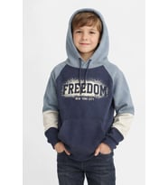 Monox Erkek Çocuk Feedom Baskılı 3 İplik Şardonlu Kapşonlu Sweatshirt (İndigo)
