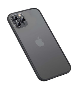 Uyumlu Model Apple iPhone 12 Pro Max Kılıf Kamera Lensli Kenar Renkli Şeffaf Kapak (Siyah)