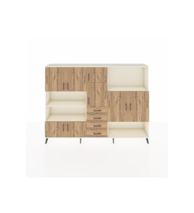 Arges Dolap 10 Raflı 4 Çekmeceli 8 Kapaklı 220x30x163 Aytaşı-Çam