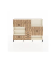 Arges Dolap 10 Raflı 4 Çekmeceli 8 Kapaklı 220x30x163 Aytaşı-Çam