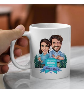 Kişiye Özel Omuz Omuza Çiftler Karikatürlü Kupa Bardak