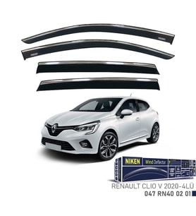 Niken Renault Uyumlu Clio 5 -2020 Kromlu Cam Rüzgarlığı 4Lü Parça (Siyah)