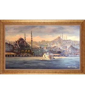 EV İŞYERİ OFİS İÇİN ALTIN ÇERÇEVELİ PASPARTULU TABLO VB369