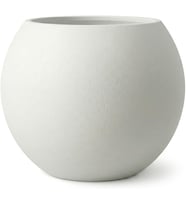 Dekoratif 27L Küre Saksı Ø35 cm (Mermer Beyazı) • Beton Görünümlü Modern Salon ve Bahçe Saksısı