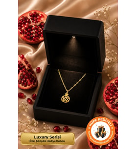 Işıklı Hediye Kutulu Nar Kolyesi 925 Ayar Gümüş Gold Aşk Şans Bereket Nar Kolyesi