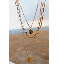 Üçlü Gold Renk Kolye 