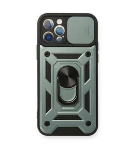 Apple İphone 12 Pro Kılıf Pars Lens Yüzüklü Silikon - Yeşil
