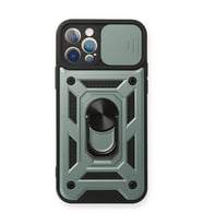 Apple İphone 12 Pro Kılıf Pars Lens Yüzüklü Silikon - Yeşil