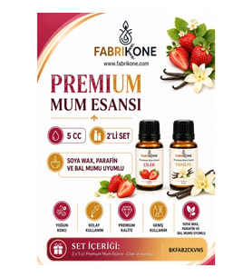Premium Mum Esansı 5 cc 2'li Set - Çilek, Vanilya - Soya Wax, Parafin, Jel Wax ve Bal Mumu Uyumlu BKFAB2CKVN5