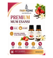 Premium Mum Esansı 5 cc 2'li Set - Çilek, Vanilya - Soya Wax, Parafin, Jel Wax ve Bal Mumu Uyumlu BKFAB2CKVN5