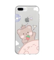 Iphone 7 Plus / 8 Plus Uyumlu Tatlı Ayıcık Desenli Şeffaf Telefon Kılıfı