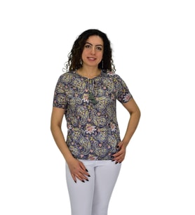 Kadın Kısa Kol Baskılı Bluz BGL-ST04689 (Füme)