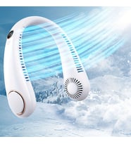Yeni Nesil Boyun Askılı Giyilebilir Mini Fan 5 Kademeli Dijital Göstergeli Boyun Fanı Soğutucu Vantilatör (Beyaz)