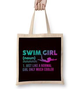 Swim Girl Definition Swimmer Swimming Water Sport Instructor Bez Çanta Uzun Saplı