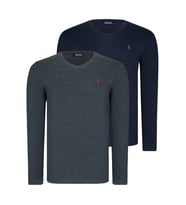 İKİLİ SET T8587 DEWBERRY V YAKA ERKEK SWEATSHIRT-ANTRASİT-LACİVERT