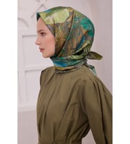 Saf İpek Twill Eşarp 4225D01 (Yeşil)