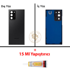 Samsung Note 20 Ultra Siyah Arka Pil Kapağı Batarya Kapağı Lazer Kesim + B-7000 Yapıştırıcı