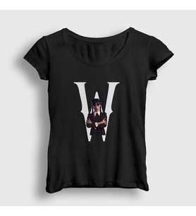 Presmono Kadın Siyah W Wednesday Addams Family Addams Ailesi T-Shirt 366549tt