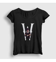 Presmono Kadın Siyah W Wednesday Addams Family Addams Ailesi T-Shirt 366549tt