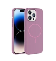 Apple iPhone 14 Pro Max Uyumlu Kılıf M-Safe Şarj Özellikli Metal Kamera Çerçeveli Zore Edi Silikon Kapak (Mor)
