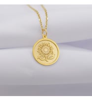 Kişiye Özel 925 Ayar Gümüş Ayçiçeği Figürlü Kolye (Gold)
