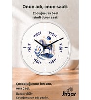 İsme Özel Tek Boynuzlu At Çocuk Odası Duvar Saati Orta Boy 30 cm Beyaz Camlı Sessiz
