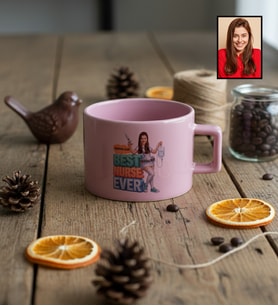 Kişiye Özel Karikatürlü Hemşire Best Nurse Ever Lüks Pastel Fincan Tıp Bayramı Hediyesi