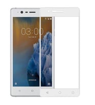 Nokia 3 Beyaz Renk Tam Kaplama 3D Ekran Koruyucu (Şeffaf)