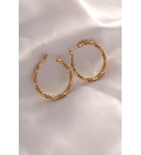 Çelik Gold Renk Sarmal Halka Model Kadın Küpe