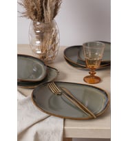 Keramika Reaktif Yeşil İsabella Pasta Tabağı 25 Cm 6 Adet Q84