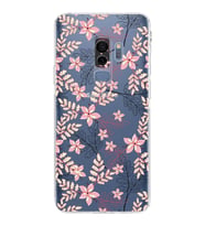 Samsung Galaxy S9 Plus  Kamera Korumalı Kapak Floral Kırmızı Tasarımlı  Şeffaf Kılıf