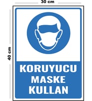 Metal Koruyucu Maske Kullan 30 cm x 40 cm A3 Büyüklüğünde Uyarı Levhası Yönlendirme Tabelası