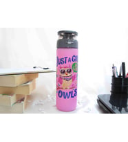 Gözlüklü Baykuş Temalı - Baskılı Cam Suluk & Termos - 550 ml