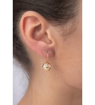 14 Ayar Altın Kristal Orta Top Küpe (Sarı)