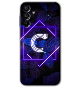 Galaxy A15 Kılıf HD Desen Baskılı Kılıf - Dark Neon Yaprak C Harfi
