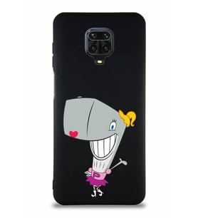 Xiaomi Redmi Note 9 Pro Soft Premier Kapak Pearl Yengeç Tasarımlı Silikon Kılıf - Siyah (Şeffaf)