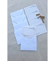 15 Adet Beyaz Zarf ve Mandallı Çiçek Çerçeve Kart - Hediye Paketleme Kartı   - Not Kartı 1.Hamur